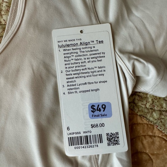 Lululemon Align Crop Tee Shirt Size 6 - Picture 2 of 4